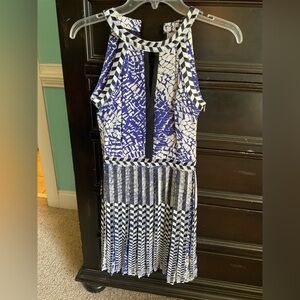 Parker Blue and White Printed Dress